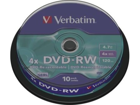 DVD-RW/4.7GB 4xspd Serl Spindle 10pk